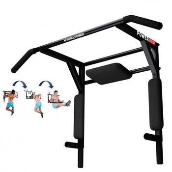 Турник брусья на стену PowerPullUp 3в1 c упором для пресса черный