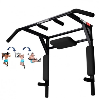 Турник брусья для дома PowerPullUp 4в1 c упором для пресса черный