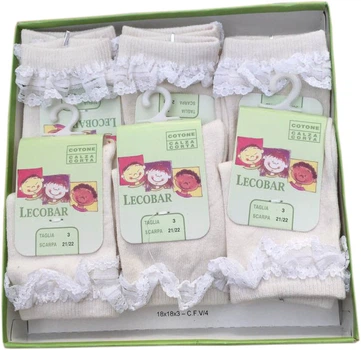 Детские носки для девочки с кружевом. LECOBAR RETE 1759/1 6 шт Белый 23-24