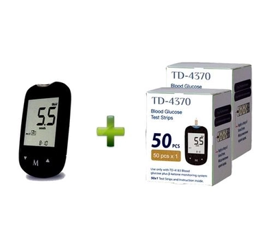 Набір! Глюкометр TaiDoc TD-4183 + Тест-смужки для визначення глюкози в крові TaiDoc, 100 шт.