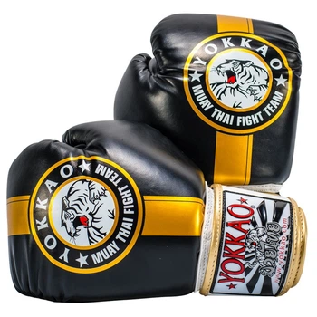 Перчатки YOKKAO FIGHT TEAM Boxing Black gold 10 ун Чёрний