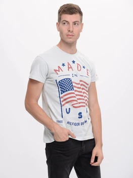 Футболка хлопковая длинная мужская Tommy Hilfiger 7323.1 S Голубая
