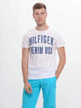 Футболка хлопковая длинная мужская Tommy Hilfiger 9156.2 2XL Белая