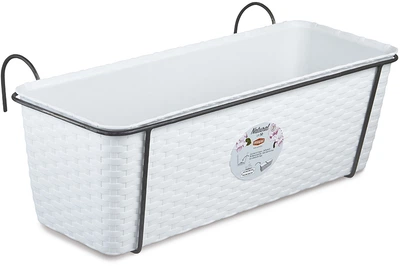 Вазон Stefanplast Natural 50 х 18 х 16 см Білий + металеве кріплення (75851)