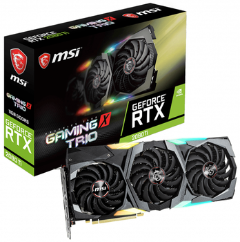 Видеокарта GeForce RTX 2080Ti MSI GAMING X TRIO 11Gb DDR6 352-bit HDMI/3xDP/USB Type-C 1755/14000 MHz 6-pin + 2x8-pin (RTX 2080 Ti (190940)