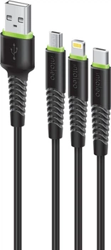 Кабель Intaleo CBFLEXU1 3 in 1 USB-A to Micro/Lightning/Type-C 1.4 м Black (1283126487521)