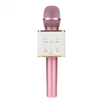 Караоке микрофон беспроводной Q7 Plus Розовый (KM01) Bluetooth V4.0 с коробкой