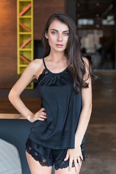 Пижама Forli Комплект шелковый с шортами Black L Черный SH0002-16-78_L
