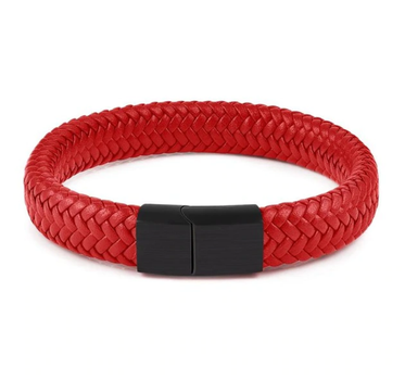 Мужской кожаный браслет Primo Rock Lux 20.5 Red Primo красный