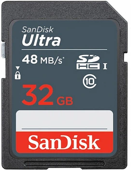 Карта памяти SanDisk SDHC Class 10 UHS-I R48MB/s Ultra 32GB