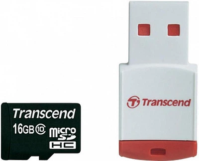 Карта памяти Transcend microSDHC class 10 RDP3 Card Reader 16Gb