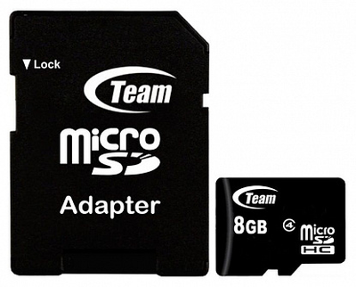 Карта памяти Team microSDHC class 4 SD adapter 8Gb Black
