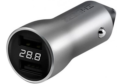 Автомобильное зарядное устройство ZMI Dual USB with LED Voltmeter (2USBх2.4A) Silver (AP621)