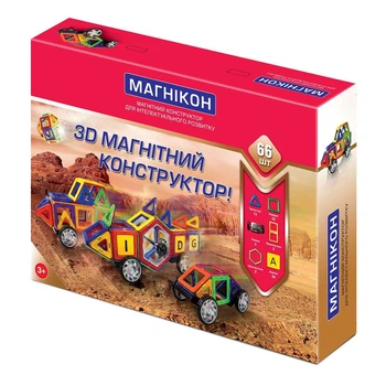 Конструктор Магникон магнитный 3D 66 деталей (МК-66)