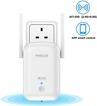 Беспроводной WI-FI репитер MECO ELEVERDE ME-AC60 расширитель диапазона Wi-Fi сети 1200 Mbps 2.4 GHz/ 5 GHz (240620PL0030)