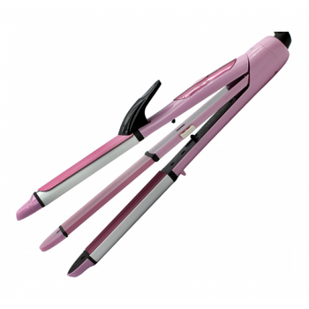 Стайлер для волос 3в1 (плойка, утюжок, гофре) ProGemei GM-2966 Pink&White