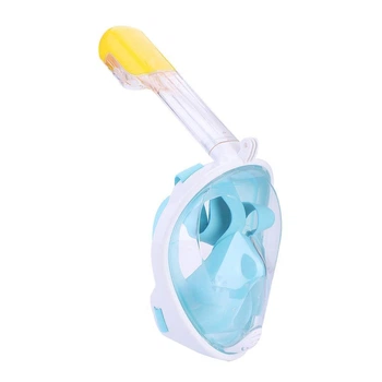 Детская полнолицевая маска для плавания FREE BREATH (XS) M2068G с креплением для камеры Бирюзовый
