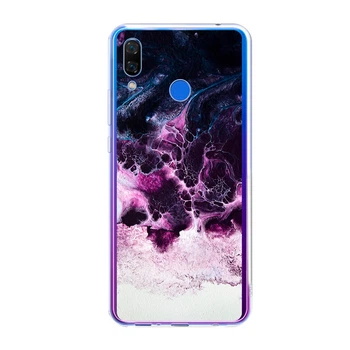 Ультратонкий силиконовый чехол Unique Covers на Huawei P Smart Plus 2018 с темным мрамором(1808)