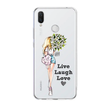 Cиликоновый чехол Unique Covers на Huawei P Smart Plus 2018 девушка с цветами(1725)