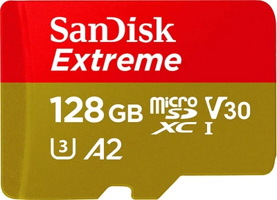 Карта памяти SanDisk microSDXC Extreme V30 128GB C10 UHS-I U3 + SD адаптер (SDSQXA1-128G-GN6AA)