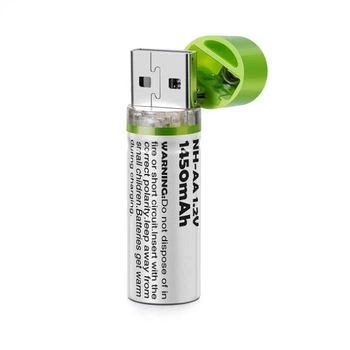 Аккумулятор пальчиковый AA с разъемом USB, 1450 мАч, 1 шт (16404)