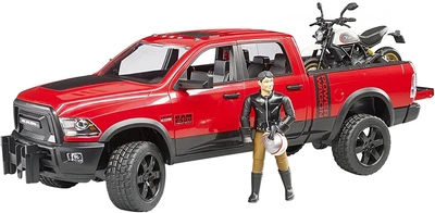 Машинка Bruder позашляховик Dodge RAM 2500 з мотоциклістом (02502)
