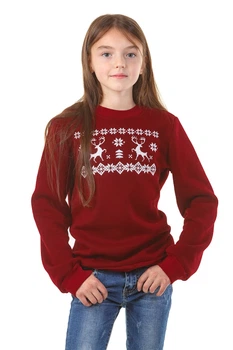Різдвяний світшот для дівчинки з оленями 86 UKRS-6602D UkrGlamour