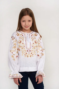 Вишита блуза для дівчинки White 128 UKR-0312 UkrGlamour