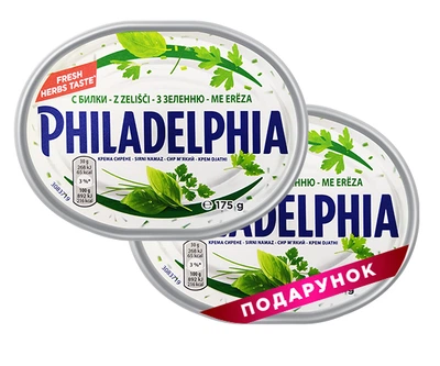 Набір сирів Philadelphia з зеленню 175 г, 1+ 1