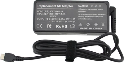 Блок питания для ноутбуков Lenovo 20V 2.25A 45W Type C + кабель питания (5065) зарядное устройство зарядка