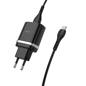 СЗУ Hoco C12Q Smart QC3.0 18W (1USB-A) + кабель USB to MicroUSB Черный