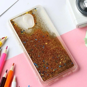 Чехол Glitter для Meizu M5 Note Бампер Жидкий блеск золотой