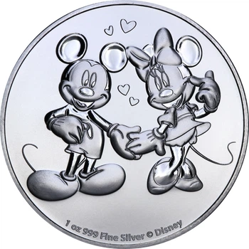 Серебряная монета 1oz Микки и Минни Маус 2 доллара 2020 Ниуэ