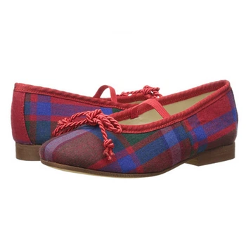 Туфли Oscar de la Renta Plaid Wool Sabrinas Shoes 24 (Красно-синие)