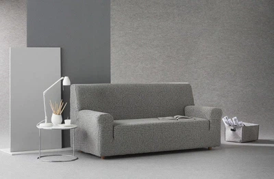 Чехол натяжной на 3х - 4х местный диван Летрас Zebra Textile Серый
