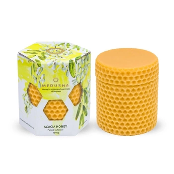 Мед білої акації в упаковці "Вулик" з 100% бджолиного воску 150г Medusha 