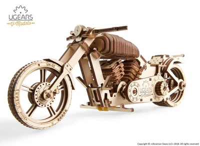 Механический деревянный 3D конструктор Ugears Байк VM-02 из фанеры (70051)