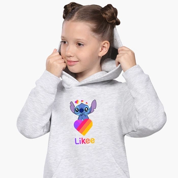 Детский худи Стич Лайк (Stitch Likee) Светло-серый меланж (9298-1596) 164 см