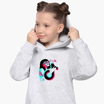 Детский худи ТикТок (TikTok Girl) Светло-серый меланж (9298-1647) 164 см