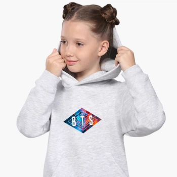 Детский худи БТС (BTS) Светло-серый меланж (9298-1062) 152 см