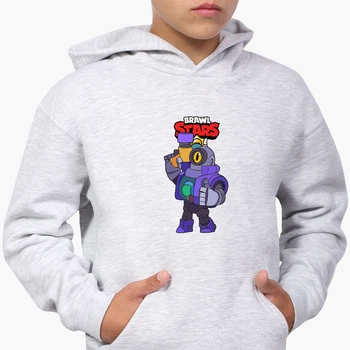 Детский худи Бравл Старс Рико (Brawl Stars Rico) Светло-серый меланж (9298-1006) 116 см