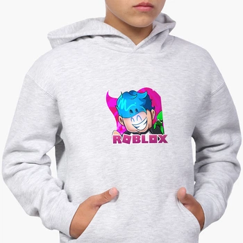 Детский худи Роблокс (Roblox) Светло-серый меланж (9298-1223) 164 см