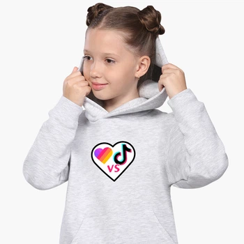 Детский худи Лайк и ТикТок (Likee & TikTok) Светло-серый меланж (9298-1560) 140 см