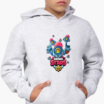 Детский худи Бравл Старс (Brawl Stars) Светло-серый меланж (9298-1704) 164 см