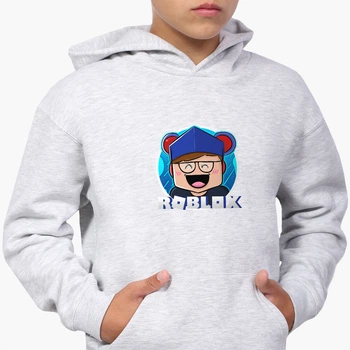 Детский худи Роблокс (Roblox) Светло-серый меланж (9298-1220) 164 см