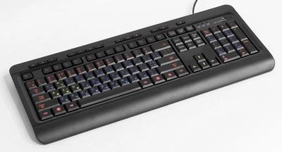 Клавиатура проводная HQ-Tech KB-310FMC, USB, с подсветкой блоков символов - 4 цвета (multicolor)