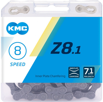 Ланцюг велосипедний KMC Z8.1 1/2x3/32x116L 8 шв. Сірий (00876)
