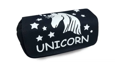 Пенал школьный Единорог Unicorn на Чёрном 3 отделения 200*100*75 мм