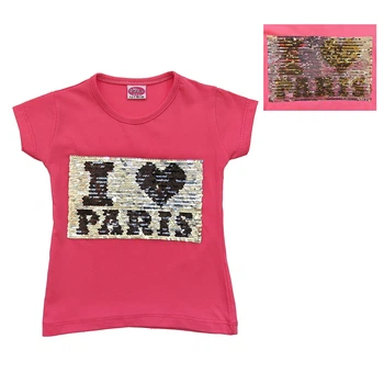 Футболка I love Paris PirPir Girls для девочки (двусторонние пайетки) 86 см Розовая 13207