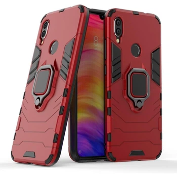 Чехол Iron Ring для Xiaomi Redmi Note 7 / Note 7 Pro бампер противоударный с подставкой кольцом Red
